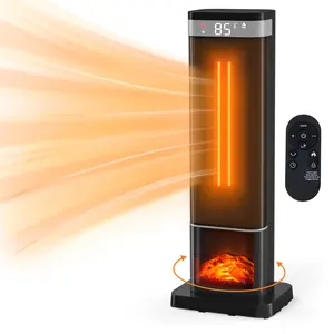 Space Heater for Indoor Use, 24Inch Portable Heater with Remote and Thermostat,3 Light Modes, 70°Oscillation, 12H Timer, Up to 95°F, Tip-over Protection