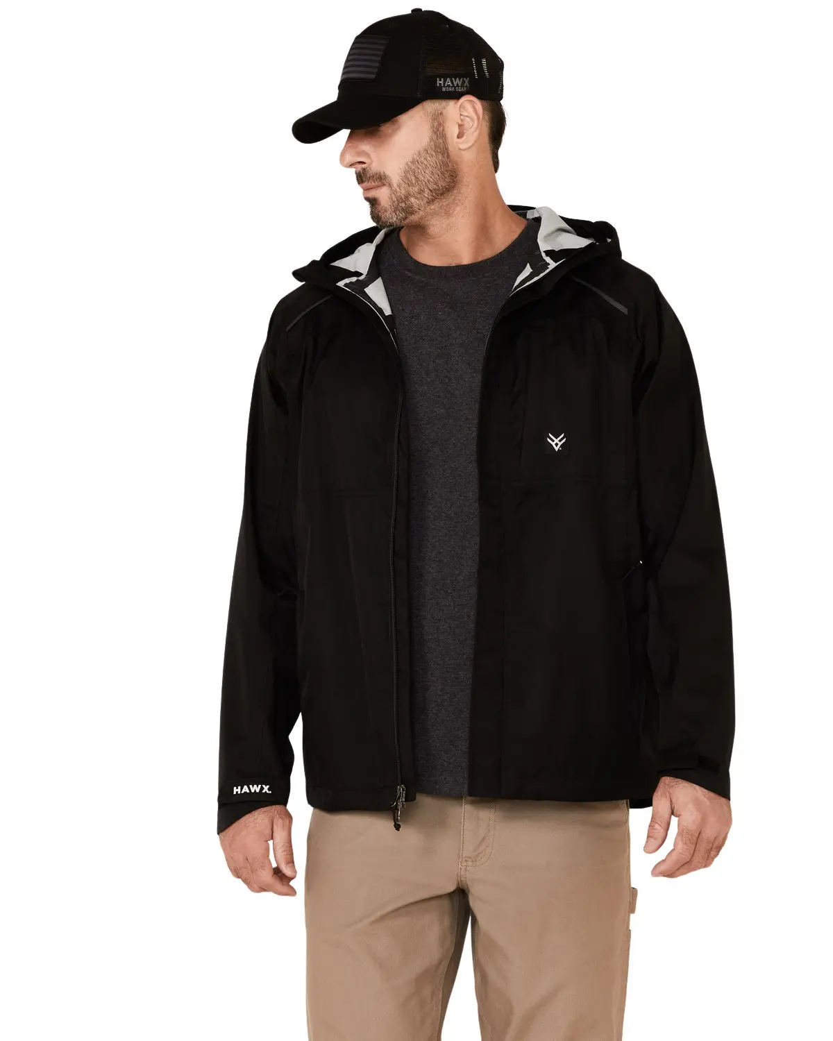 Hawx Men's Men'S Pro Elements Zip-Front Hooded Poly-Shell Work Jacket - Hxfa21o7-Black
