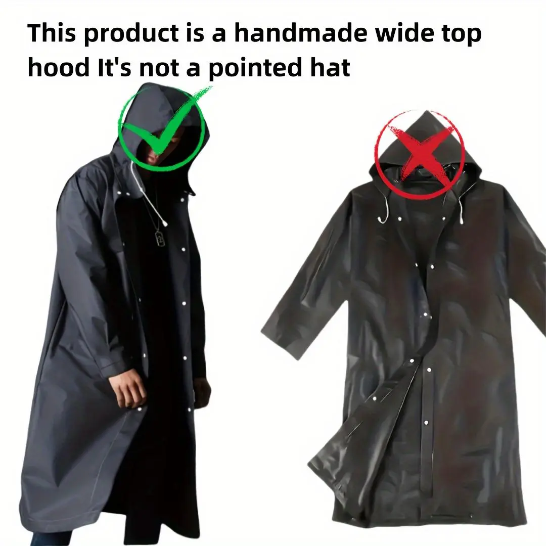 Adults' Unisex Fashion EVA Raincoat Hooded Long-Length Water-Proof Wind-Resistant Oxford Outerwear Lightweight Stylish Rain Gear for Rainy Days & Outdoor Activities Classic Design Everyday Essential Versatile Style