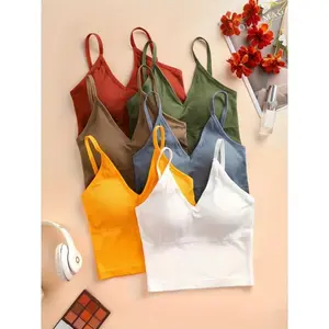 6-Pack Stretchy Sleeveless Crop Tops - Ribbed Tank Tops for Women, Assorted Colors, CasuStyle, Comfort Fit, Multicolor Short Fabric Knit Womenswear