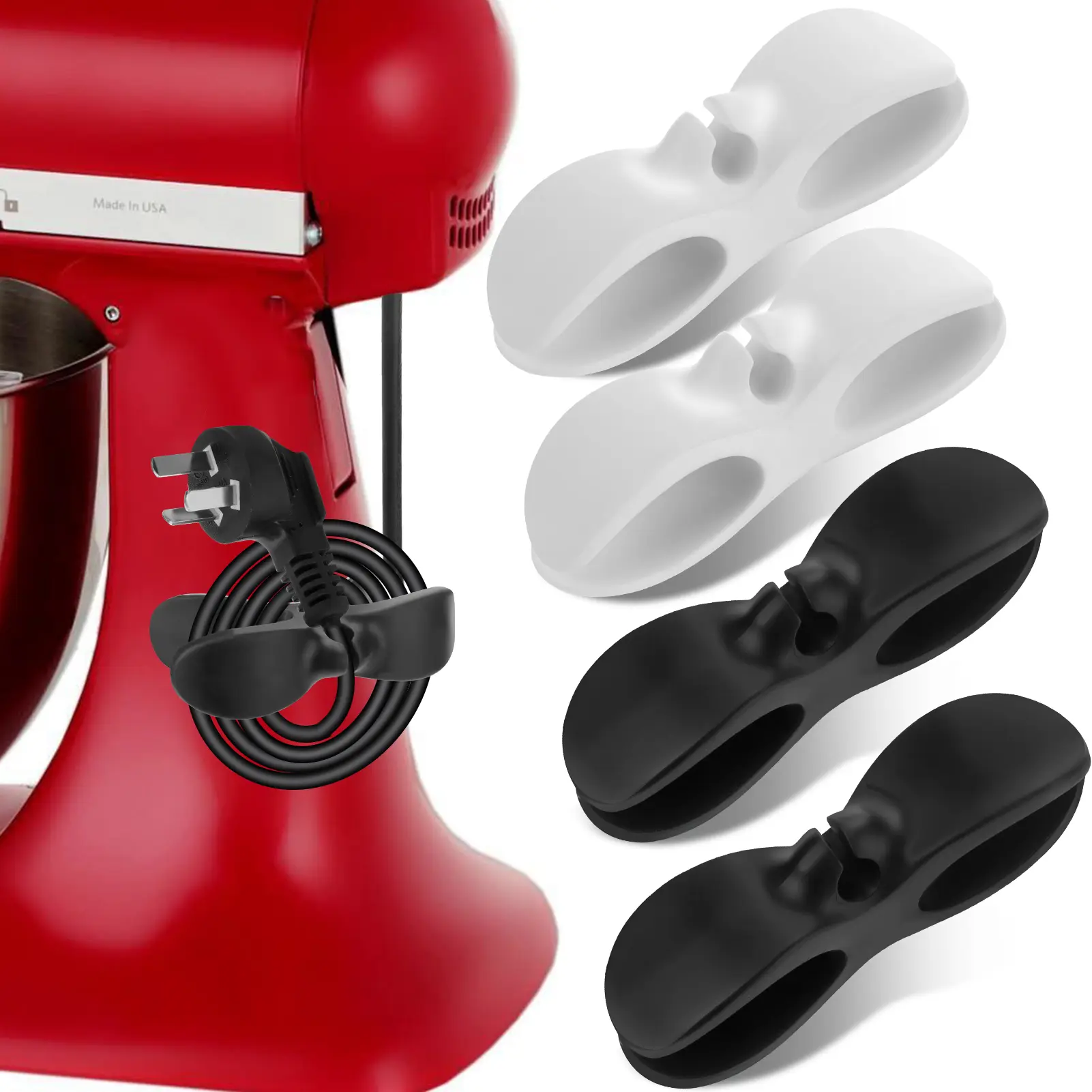 2025 New Upgrade Silicone Appliance Cord Organizer, 4Pcs Cord Winder Cable Organizer for Kitchen Appliance, Cord Holder & Cord Wrapper for Appliances Stick On Pressure Cooker, Coffee Maker, Air Fryer, Mixer, Blender