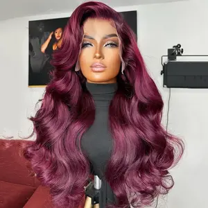 180 Density Dark Burgundy 99J Body Wave Wigs Human Hair Colored 13x4 Lace Front Human Hair Wigs Red Body Wave Brazilian Hair for Women