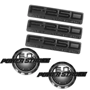 Emblem Set for 2003-2007 6.0L Power Stroke F-250 Lariat Super Duty - Black with Red Lettering