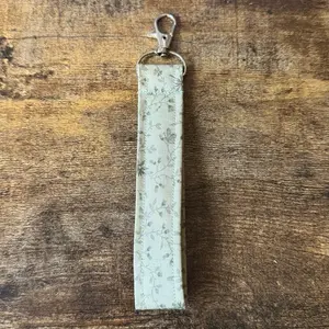 Sage Butterfly Floral Fabric Keychain Wristlet