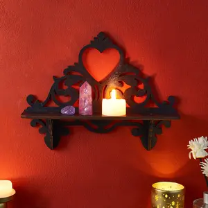 Creative Simple Heart Shaped Wooden Wall Shelf, DIY Assembly Small Decorative Storage Rack, Suitable for Living Room Bedroom Kitchen Office