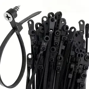 100 Nylon Zip Ties with Screw Mounting Hole, Self-Locking Wire Cable Ties for Office & Industrial Use, Secure Cable Management Solution