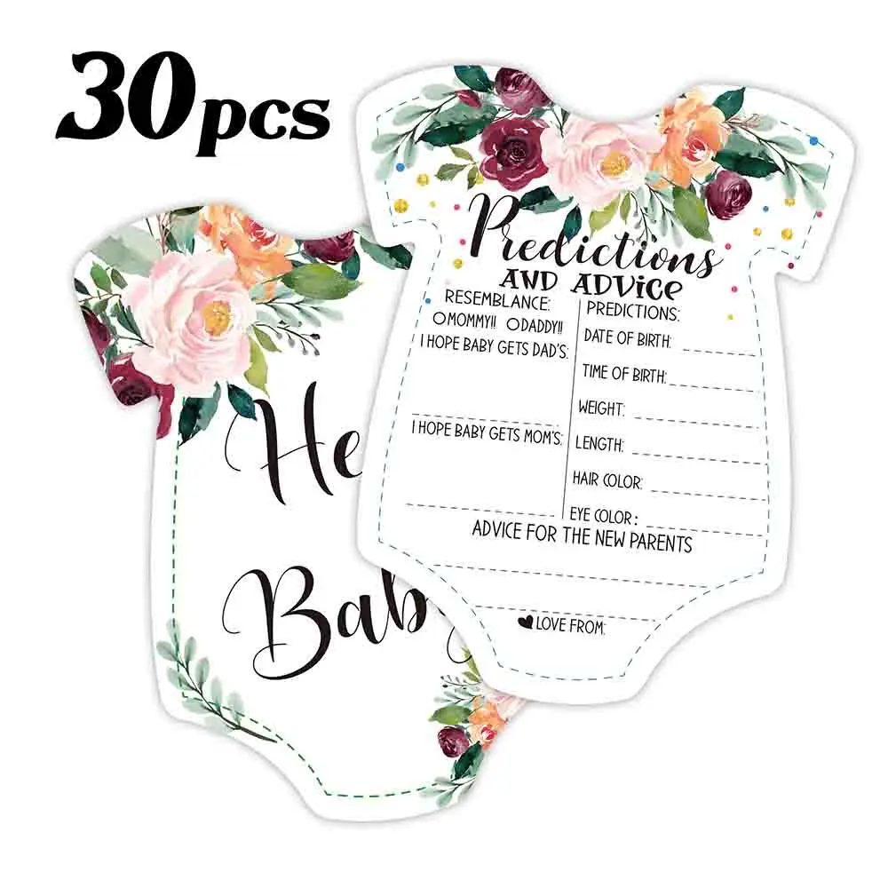 30PCS Interactive Eco-Friendly Oneie-Shaped Baby Shower Prediction Game Cards Set - Unisex Boy or Girl Souvenir, Baby Shower Decorations, Festive Home Party Supplies Gifts