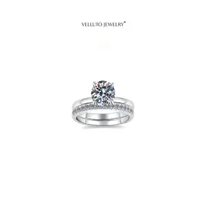 Platinum-Plated Moissanite Adjustable Ring, 2.0 Carat Total Weight – High-Definition Real-Life Showcase, Party Statement Piece, Sparkles Like a Diamond