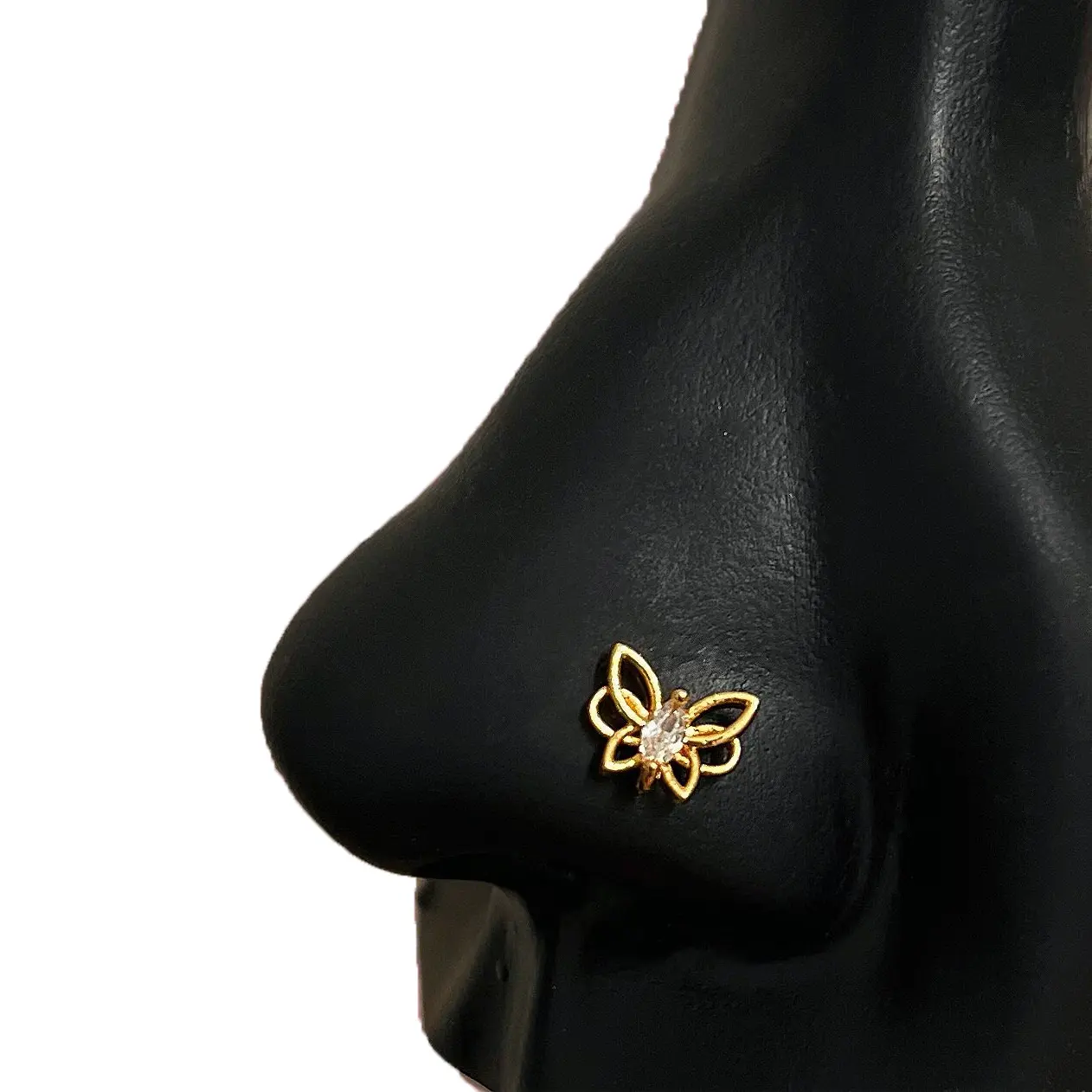 STATEMENT GOLD | Outlined Butterfly Nose Stud, Cork Shaped Nose Ring