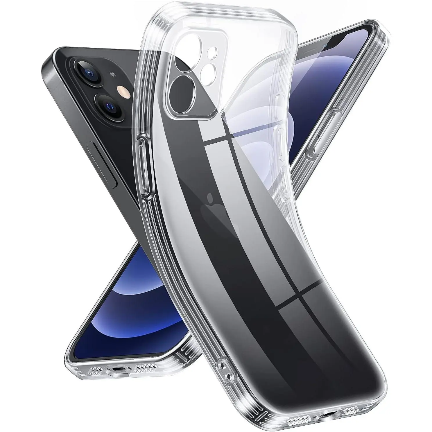 Crystal Clear Case for iPhone 12, [Not Yellowing] [Camera Protection] [ Grade Drop Tested] Transparent Shockproof Protective Phone Case Soft Silicone Slim Cover, 6.1 inch, Transparent