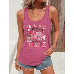 Women's -Themed Nurse Uniform Top - Urine Test Machine Graphic Sleeveless Tank Blouse-Compatible for Healthcare Workers, Machine Washable Urinalysis, Suitable for Nurses & Clinic Staff