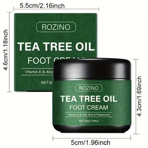 Tea Tree Oil Foot Cream, Moisturizing Cream for Dry Rough Feet, Heels, Elbows & Knees, Softens and Smooths Skin, Fast Absorbing, Daily, Adults