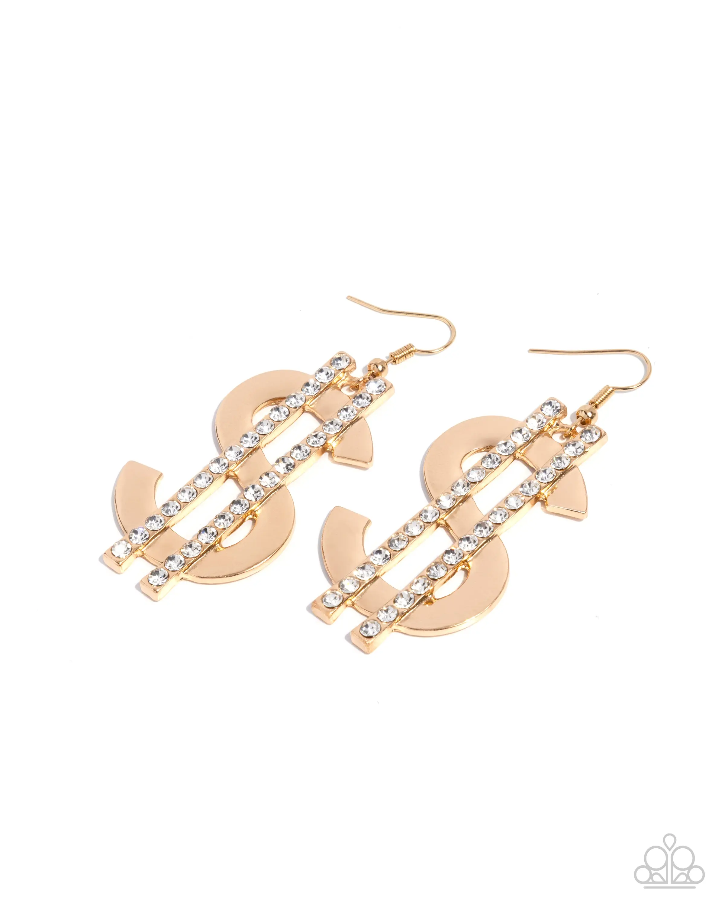 Magnate Moment - Gold $ Dollar Money Sign Earrings - Paparazzi