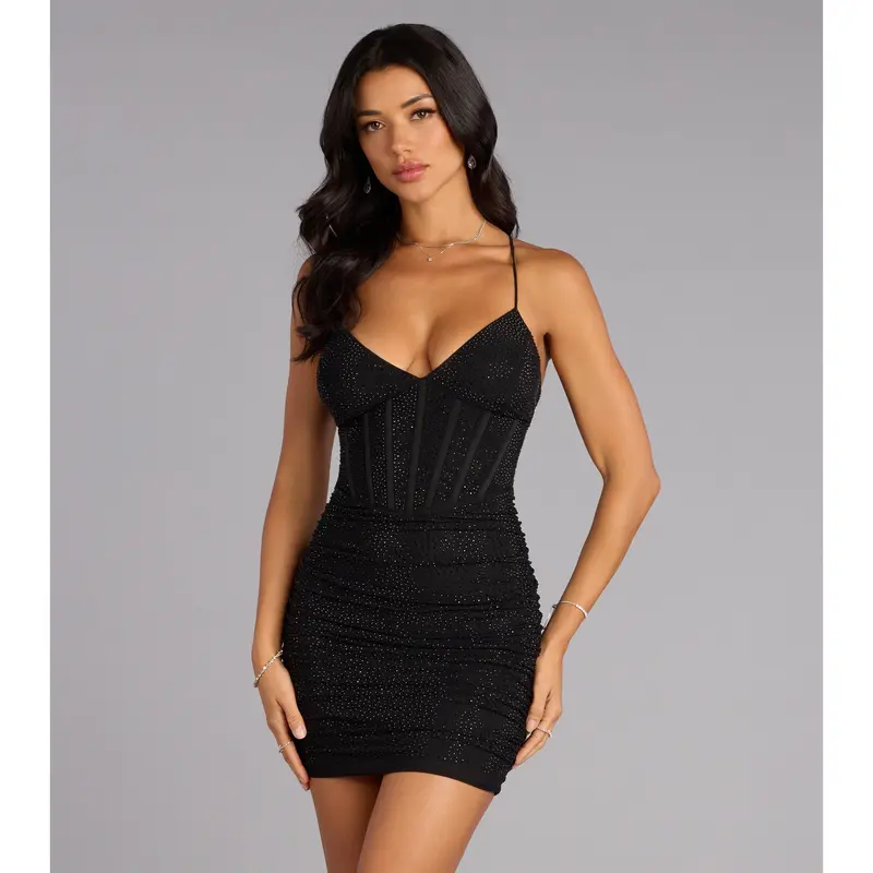 black pinstripe mini dress Miss Circle Melody Navy Blue Pinstripe Halter Drop Waist Mini Dress XS main image 0