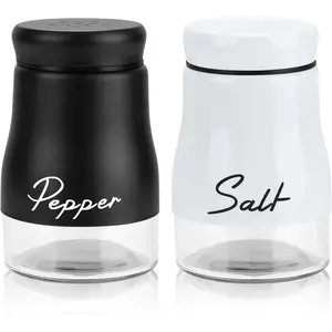 Salt and Pepper Shakers Set, 5oz Stainless Steel Salt and Pepper Shakers Seasoning Container with Glass Bottom for Home Cooking Restaurants Bar BBQ