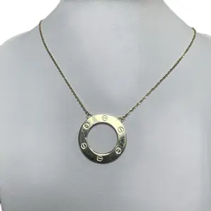 Yellow Gold 14K Circle Pendant Necklace with Elegant Chain and Sleek Design