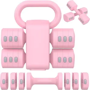 2026 New Upgrade 2-in-1 Adjustable Dumbbell Set, Upgraded 4 Levels Hand Weights for Women Men, Each 2.2/3.3/4.4/5.5lb, Convertible Weights Dumbbells and Kettlebell Set for Home Gym Exercise & Fitness  for Women Home Gym & Outdoor equipment