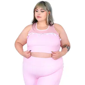 Pink Ruffle Racerback Sports Bra