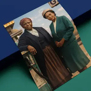 Harriet Tubman and Rosa Parks Inspired Poster Vintage Diner Gas Station Photo Satin Poster | Retro Car, 1950s Roadside