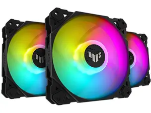 ASUS TUF Gaming TF120 ARGB Chassis Fan 3-Pin Customizable LEDs Blade, Advanced Fluid Dynamic Bearing, 120mm PWM Control, Anti-vibration Pads, Double-layer LED Array for Computer Case & Liquid Radiator Bundled with ARGB Control Hub