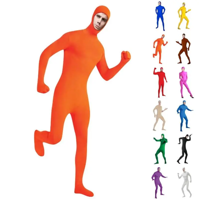 Unisex Adult Spandex Bodysuit, Tight Leotard Costume with Open Face for Halloween Cosplay, Multiple Colors, Clothes, Stretchy, Sky Blue, Comfortable, Unisex Fit Ease, Leotard Look, Fullbody Cosplay