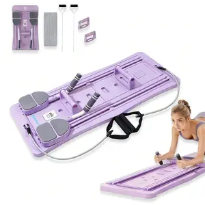 Pilates Board 4-in-1 Core Workout Machine Multifunctional Ab Trainer Board Pink & Black Adjustable Rolling Abdominal Roller for Home Fitness