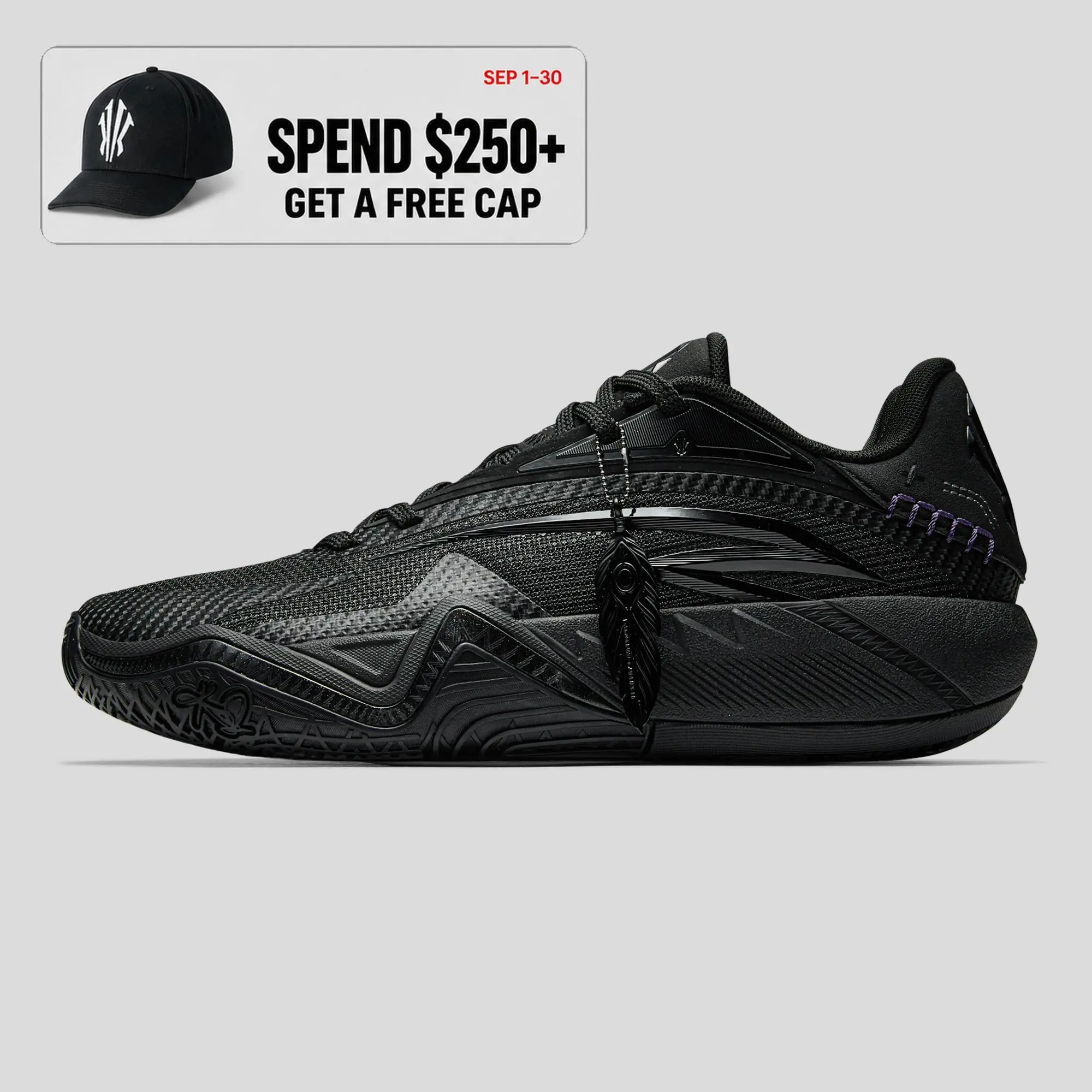 ANTA MEN KAI 3 Triple Black Basketball Shoes Rebound Cushioning High Performance Indoor Court Outdoor Court Team Practice Game Day Hoop Shoes Fall Training Kyrie Irving