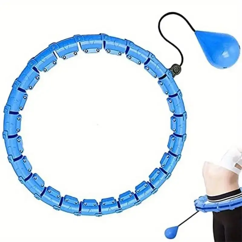 Smart Weighted Hoop, 24 Knots Detachable Adjustable Smart Weighted Fitness Ring with Auto Rotation & 360-degree Massage Ball, Waist Exercise Fitness Hoop