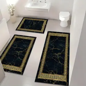 Marble Pattern Bath Mat, 3 Counts/set Non-slip Absorbent Bathroom Mat, Soft Comfortable Mat Suitable for Bathroom, Shower, Laundry Room, Bedroom, Living Room