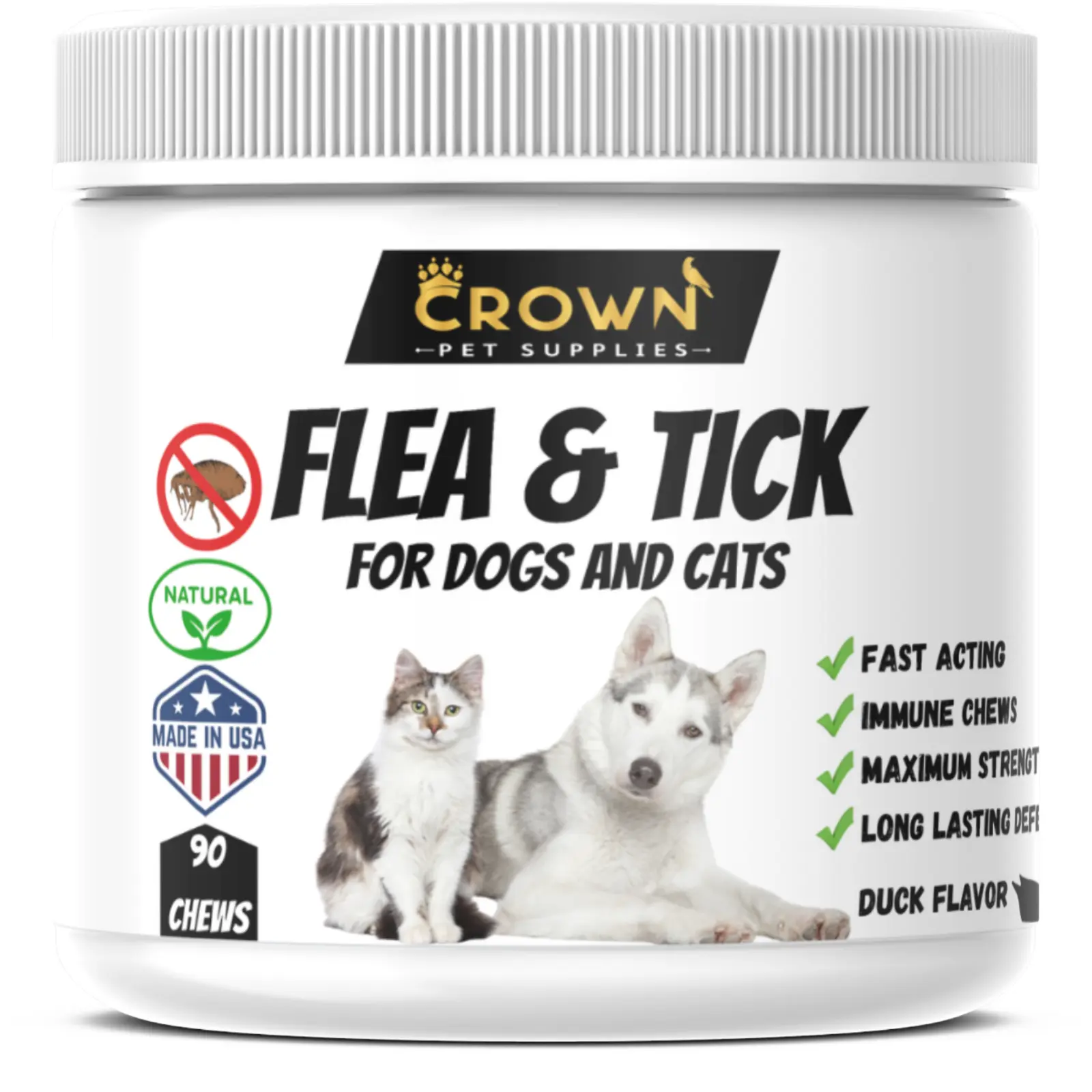Natural Flea & Tick Support Chews for Dogs & Cats 90ct