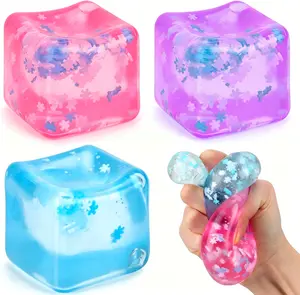 2pc Magic Snowflake Shimmer Quiet Cube Soft Squishy Toy, Stress Relieving Accessory, Stress Ball - Ideal for ASMR Enthusiasts