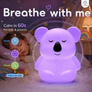 BREATHING PAL Standard Size Guided Breathing Light - Colorful Ambient Light, 3 Modes 4-7-8 Box Breathing, 10 Characters, 20hr Battery, Anxiety Relief Mindfulness Tool for Kids, Calm Corner Sleep Aid, Sensory Relaxation, Colorful Lights
