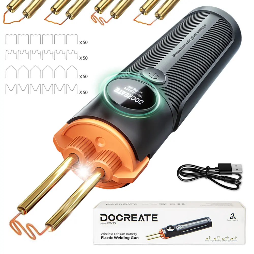 Cordless Handheld Plastic Welder Repair Kit - Hot Stapler with 4000mAh Rechargeable Battery, Plastic Welding Kit for Car Bumpers, Home, Toys, Garage DIY Fixes