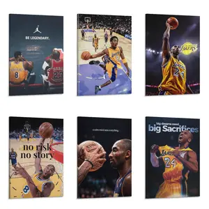 Basketball Legend Canvas Wall Art Set - Lakers Sports Posters with Motivational Quotes for Fan Home Decor