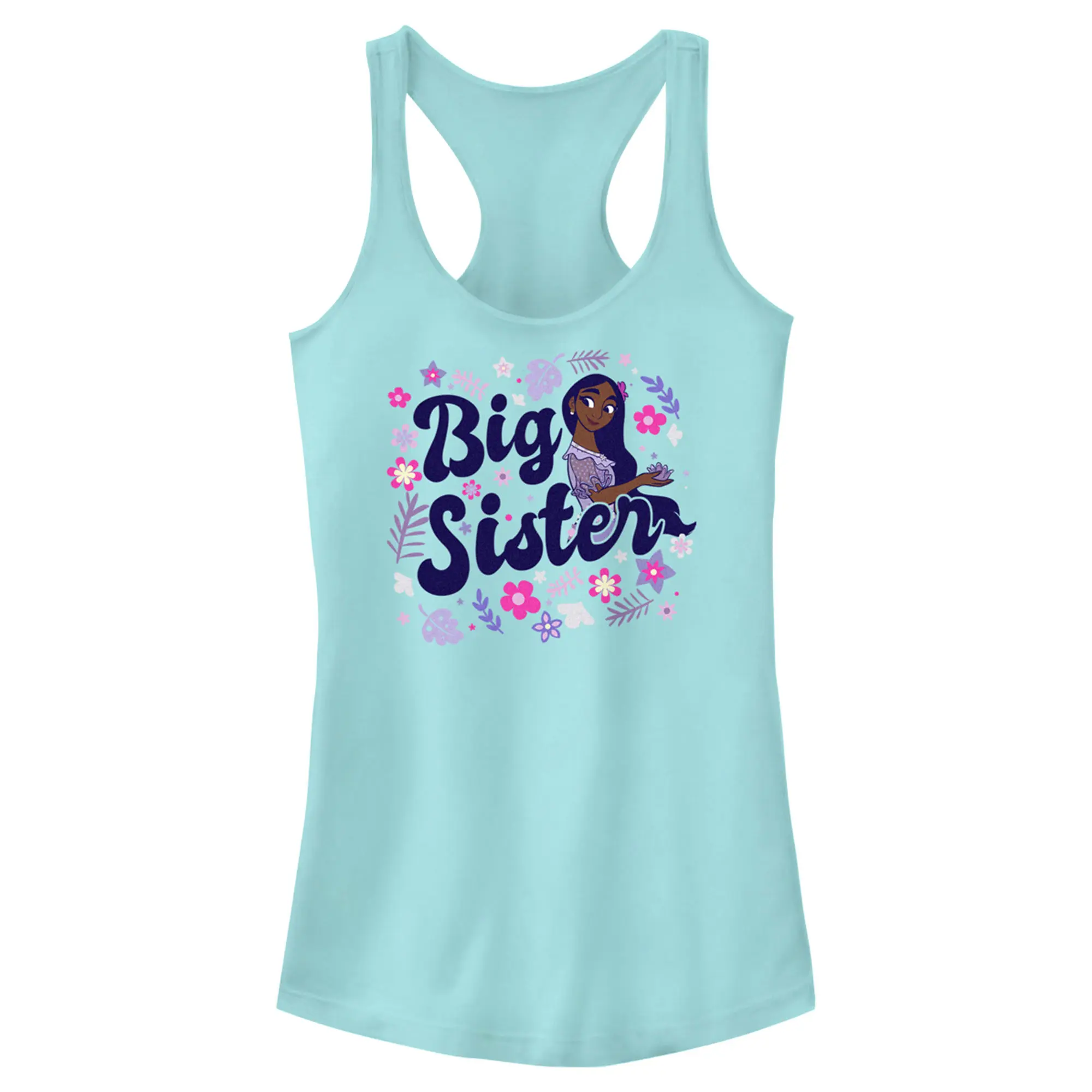Juniors Womens Encanto Isabela Big Sister with Flower Racerback Tank Top