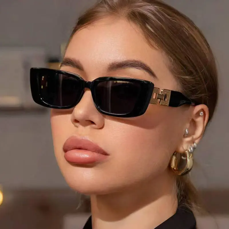 Women's Full Frame Rectangular Sunglasses, Anti-Fog UV Protection, Casual Wear, All-Black Black Matte Style, All-Black Women's Sunglasses