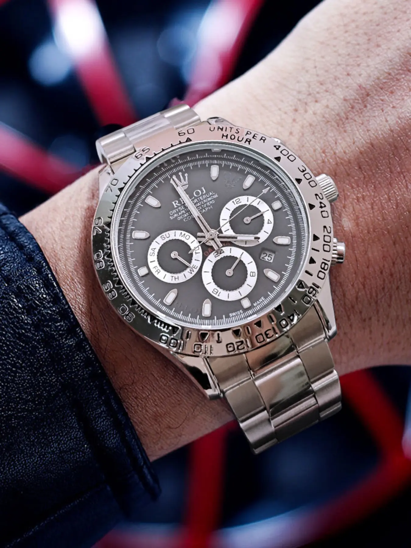 Meteorite Di Series Men's Watch, Fully Automatic Mechanical, Skeleton Design, Stainless Steel Strap, Multi-Functional Calendar, Fashionable Gift, Stainless Steel Wristwatch, Multifunctional Watch