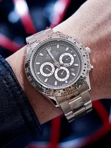 Meteorite Di Series Men's Watch, Fully Automatic Mechanical, Skeleton Design, Stainless Steel Strap, Multi-Functional Calendar, Fashionable Gift, Stainless Steel Wristwatch, Multifunctional Watch
