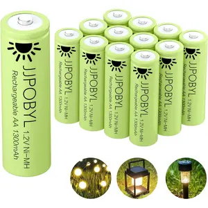 Rechargeable Batteries AA Battery for Solar Light, Precharged Solar Batteries for Garden Lights, Landscape (12 Pack AA)