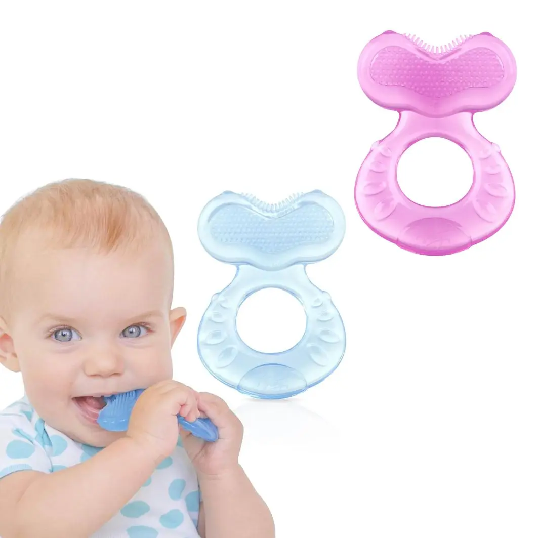 Silicone Teethe-EEZ Teether with Bristles, Includes Hygienic Case, Blue
