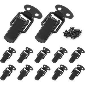 12 Pack 1.8'' Length 304 Stainless Steel Spring Loaded Toggle Buckle Latch Catch for Wooden Case Toolboxes, Black
