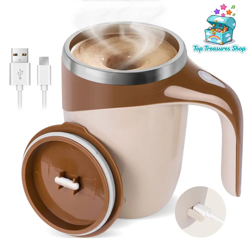 Zorara USB Rechargeable Automatic Magnetic Stirring Tumbler - Washable, Portable Electric Mixing Drink Mug with Lid, Suitable for Coffee Powder, Milk, Tea