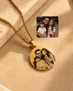 Personalized Necklace with Photo Engraving and Text,Personalized Gift for Dad, Children's Necklace, Commemorative keepsake, custom Jewelry