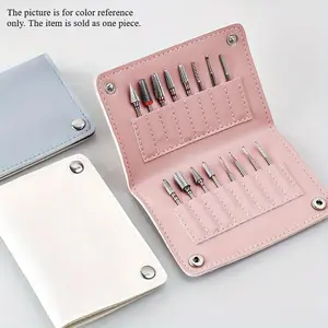 1pc Professional 16-Hole Nail Drill Bit Organizer - Pink Protective Case, Dust-Proof Makeup Tool Bag for Manicure Salon, Portable Nail Art Storage Holder, Nail Tech Accessories, Sleek Design, Quality Craftsmanship