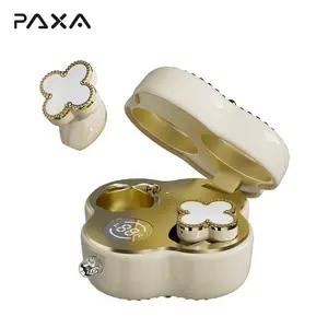 PAXA YX66 Four-Leaf Clover Wireless Earbuds with Bluetooth 5.4, Stable Connection, ENC Call Noise Cancellation, Super Stereo Sound, Luxury Retro Jewelry-Style Design for Women, Elegant Charging Case, Ideal Gift for Girls