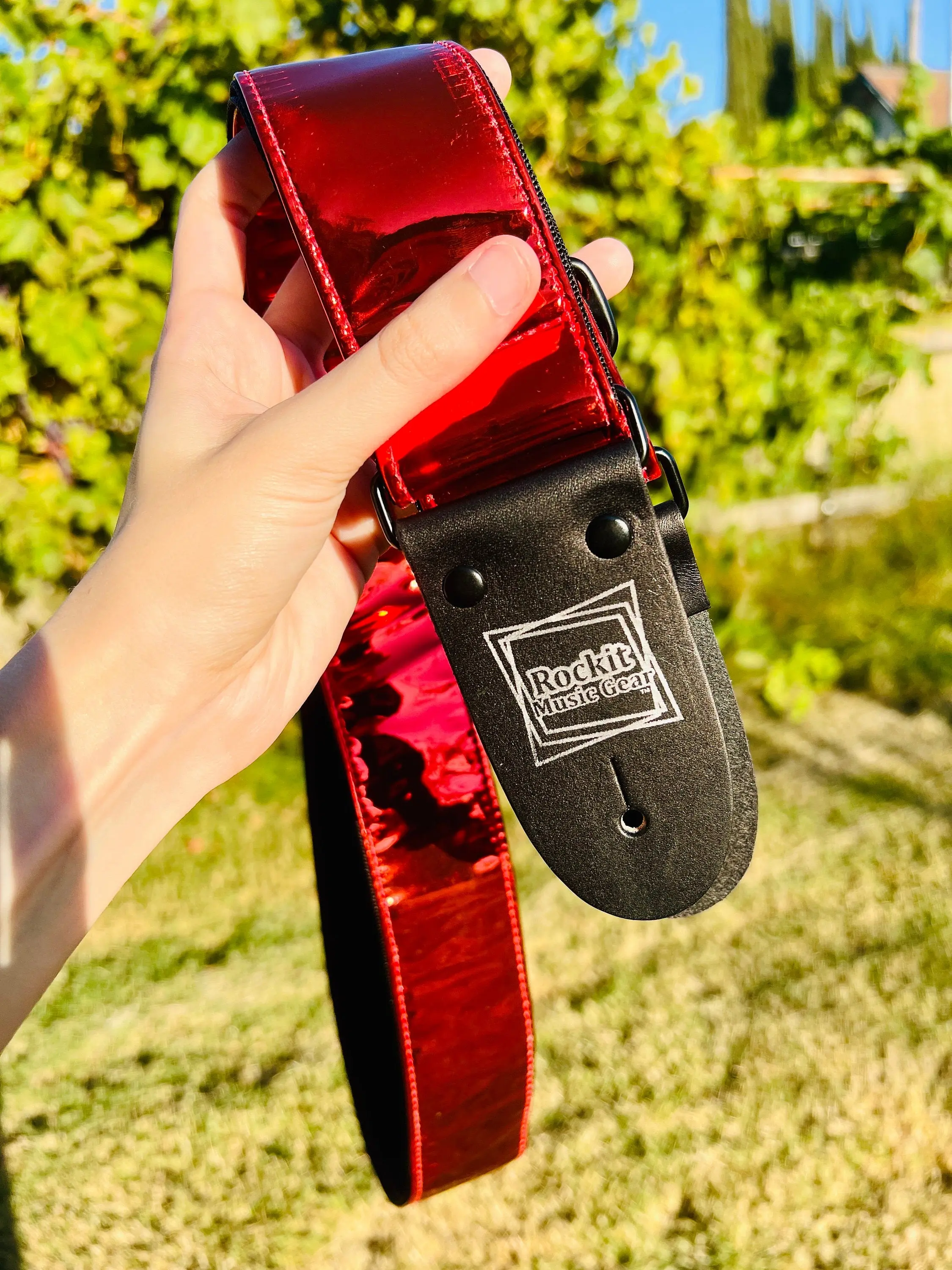 Red Chrome Guitar Strap