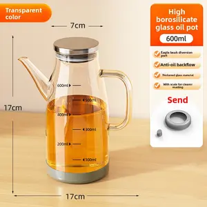 Thickened high borosilicate glass transparent oil bottle, suitable for storing soy sauce and vinegar.