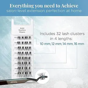 Ardell Seamless Extensions Refill Kit, Wispies, 32 Assorted Lengths, Customizable DIY Underlash Clusters for Natural Volume & Length, Knotless Design Eyelashes Fluffy