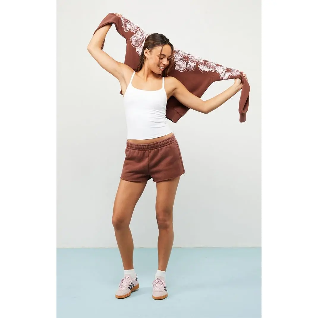 Pacsun Women's Ultra Soft Fleece Core Hibiscus Mini Sweat Shorts