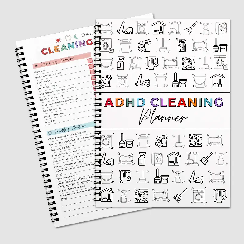【Buy 2 Save  $4】ADHD Cleaning Planner Notebook, A4 Daily Schedule & Focus Checklist for Home, Office & Dorm, Durable Cover with Smooth Pages